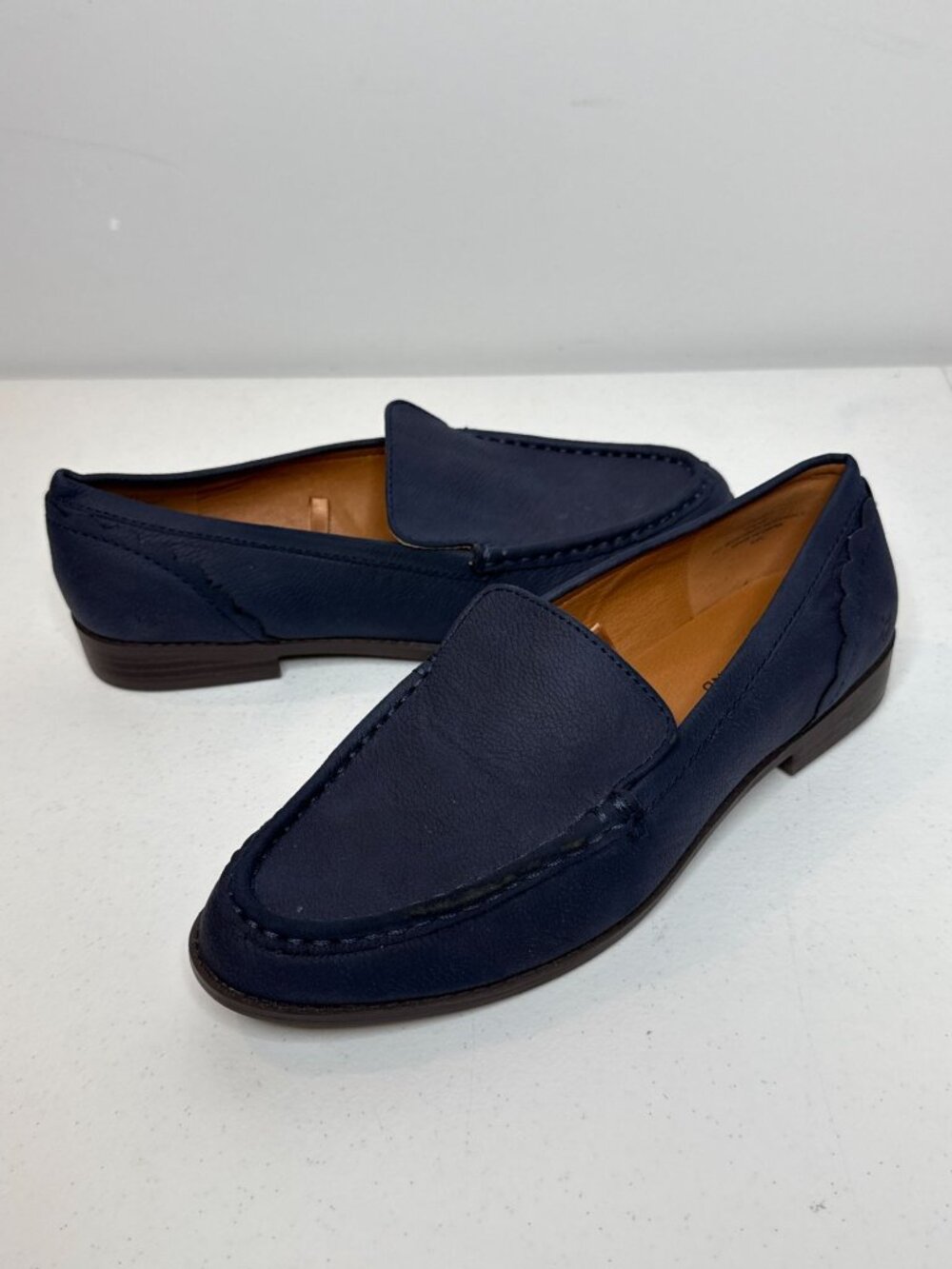 Lucky Brand Navy Blue Slip On Loafers Moc Toe Flats Womens Size 9